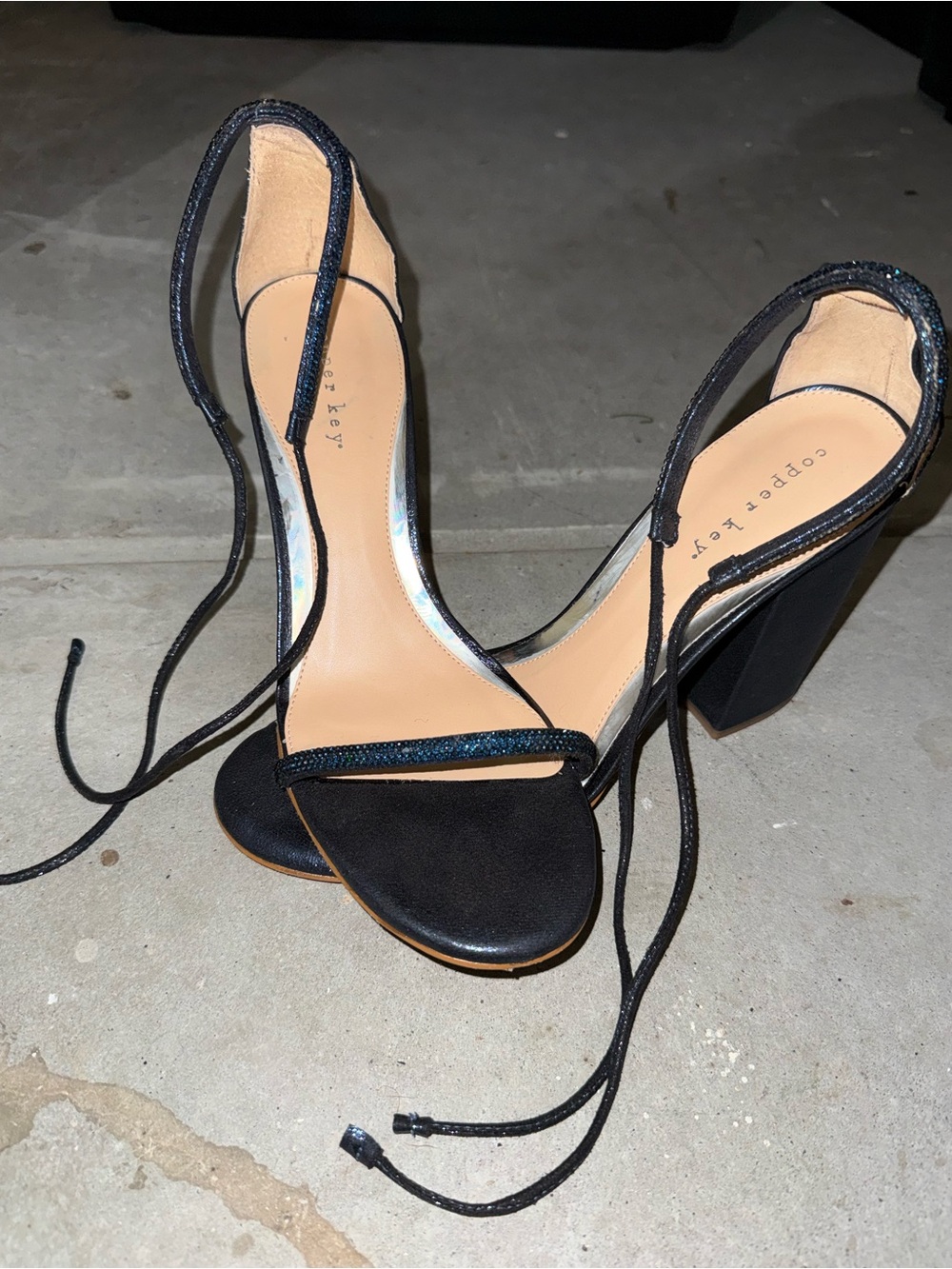 Copper Key Royal Blue Heeled Sandals - Picture 2 of 3